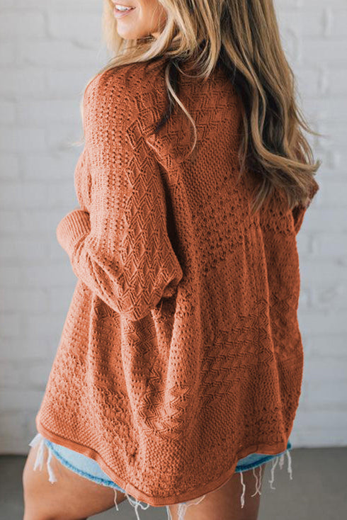 Mixed Stitch Open Front Rib Cuff Plus Cardigans