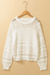 Mixed Stitch Scalloped Hem Relaxed Fit Sweater