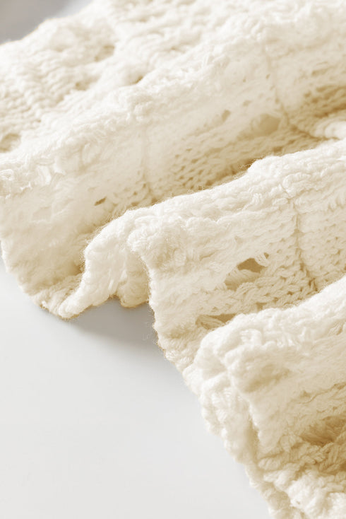 Mixed Stitch Scalloped Hem Relaxed Fit Sweater