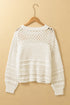Mixed Stitch Scalloped Hem Relaxed Fit Sweater