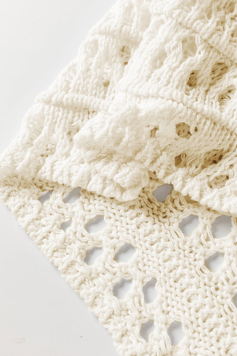 Mixed Stitch Scalloped Hem Relaxed Fit Sweater