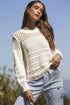 Mixed Stitch Scalloped Hem Relaxed Fit Sweater