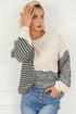 Mixed Stitch Texture Relaxed Fit Pullover Sweater