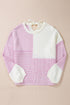 Mixed Stitch Texture Relaxed Fit Pullover Sweater