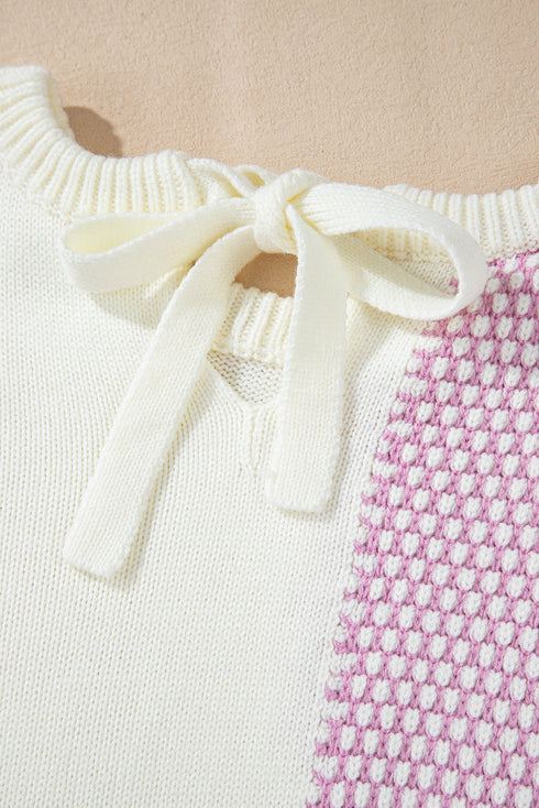 Mixed Stitch Texture Relaxed Fit Pullover Sweater