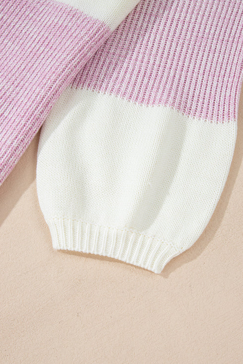 Mixed Stitch Texture Relaxed Fit Pullover Sweater