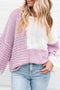 Mixed Stitch Texture Relaxed Fit Pullover Sweater