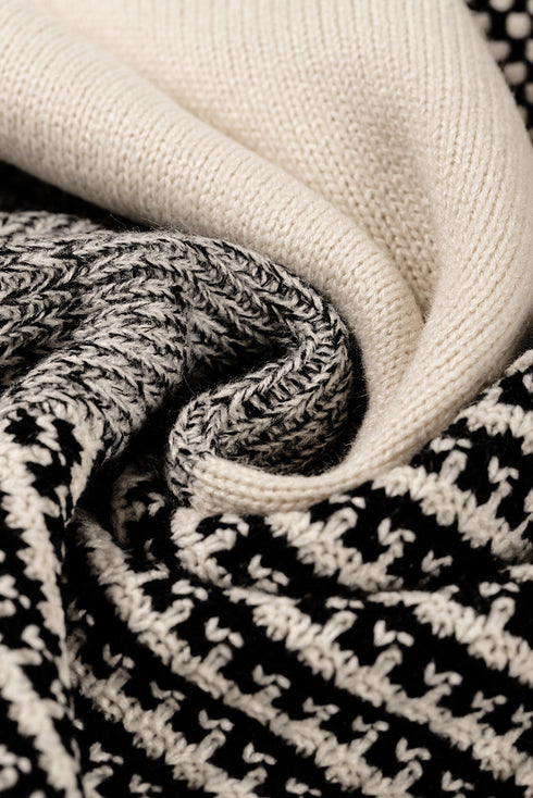 Mixed Stitch Texture Relaxed Fit Pullover Sweater
