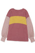 Mixed Stripe Bishop Sleeve Relaxed Fit Top