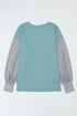 Mixed Stripe Bishop Sleeve Relaxed Fit Top