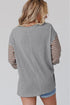 Mixed Stripe Bishop Sleeve Relaxed Fit Top