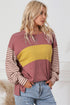 Mixed Stripe Bishop Sleeve Relaxed Fit Top