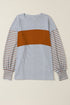Mixed Stripe Bishop Sleeve Relaxed Fit Top