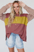 Mixed Stripe Bishop Sleeve Relaxed Fit Top