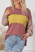 Mixed Stripe Bishop Sleeve Relaxed Fit Top