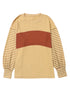 Mixed Stripe Bishop Sleeve Relaxed Fit Top