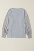 Mixed Stripe Bishop Sleeve Relaxed Fit Top