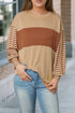 Mixed Stripe Bishop Sleeve Relaxed Fit Top