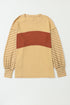 Mixed Stripe Bishop Sleeve Relaxed Fit Top