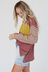 Mixed Stripe Bishop Sleeve Relaxed Fit Top