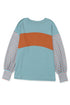 Mixed Stripe Bishop Sleeve Relaxed Fit Top