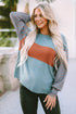 Mixed Stripe Bishop Sleeve Relaxed Fit Top
