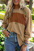 Mixed Stripe Bishop Sleeve Relaxed Fit Top