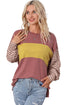 Mixed Stripe Bishop Sleeve Relaxed Fit Top