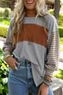 Mixed Stripe Bishop Sleeve Relaxed Fit Top