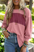 Mixed Stripe Bishop Sleeve Relaxed Fit Top