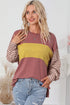 Mixed Stripe Bishop Sleeve Relaxed Fit Top