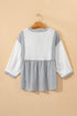 Mixed Stripe Cotton Gauze Button Front Babydoll Blouse