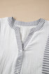 Mixed Stripe Cotton Gauze Button Front Babydoll Blouse