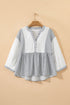 Mixed Stripe Cotton Gauze Button Front Babydoll Blouse