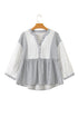 Mixed Stripe Cotton Gauze Button Front Babydoll Blouse