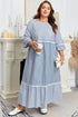 Mixed Stripe Patchwork Crisscross Lace Detail Shift Maxi Dress