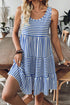 Mixed Stripe Print Sleeveless Tiered Loose Fit Casual Mini Tank Dress