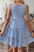 Mixed Stripe Print Sleeveless Tiered Loose Fit Casual Mini Tank Dress