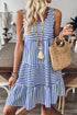 Mixed Stripe Print Sleeveless Tiered Loose Fit Casual Mini Tank Dress