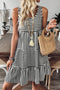 Mixed Stripe Print Sleeveless Tiered Loose Fit Casual Mini Tank Dress