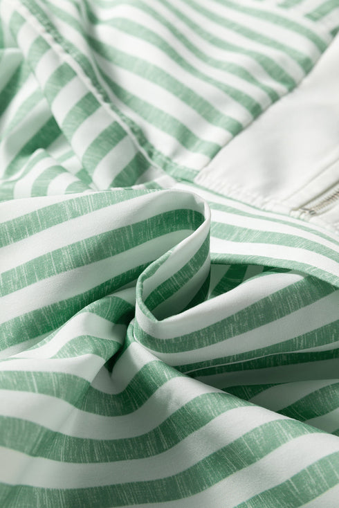 Mixed Stripe Quarter Zip Long Sleeve Woven Pullover