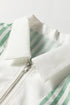Mixed Stripe Quarter Zip Long Sleeve Woven Pullover