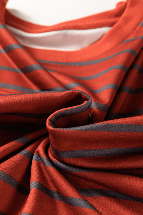 Mixed Stripe Relaxed Fit Crew Neck Pullover