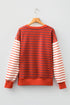 Mixed Stripe Relaxed Fit Crew Neck Pullover