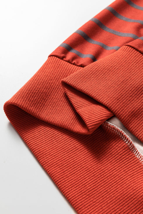 Mixed Stripe Relaxed Fit Crew Neck Pullover