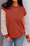 Mixed Stripe Relaxed Fit Crew Neck Pullover