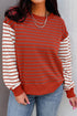 Mixed Stripe Relaxed Fit Crew Neck Pullover