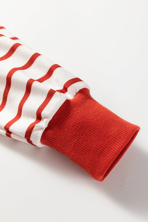 Mixed Stripe Relaxed Fit Crew Neck Pullover
