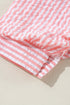 Mixed Stripe Seersucker Puff Sleeve Button Down Shirt