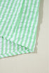 Mixed Stripe Seersucker Puff Sleeve Button Down Shirt